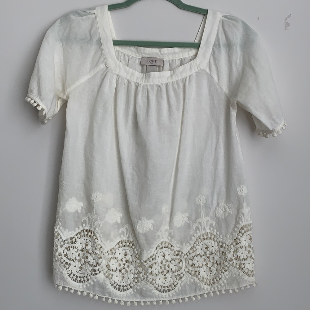 White boho square neck blouse